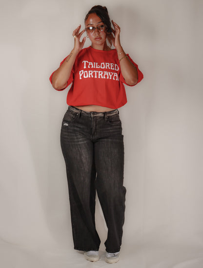 Tailored Portrayal Oversized Red Premium T-Shirt