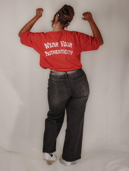 Tailored Portrayal Oversized Red Premium T-Shirt