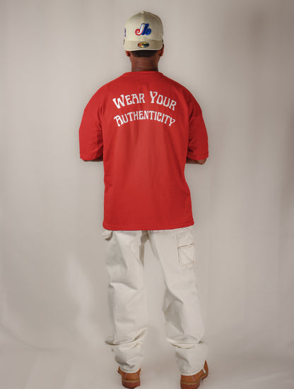 Tailored Portrayal Oversized Red Premium T-Shirt