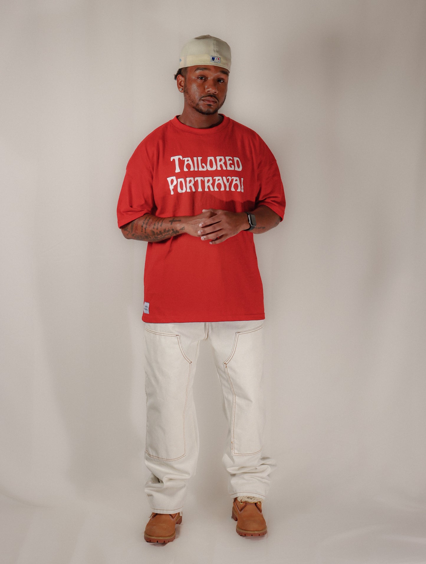 Tailored Portrayal Oversized Red Premium T-Shirt